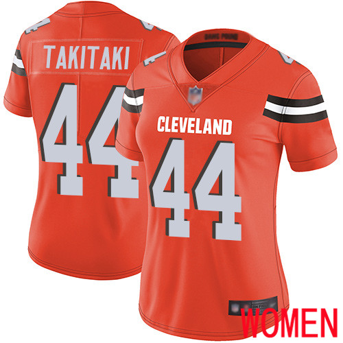 Cleveland Browns Sione Takitaki Women Orange Limited Jersey 44 NFL Football Alternate Vapor Untouchable
